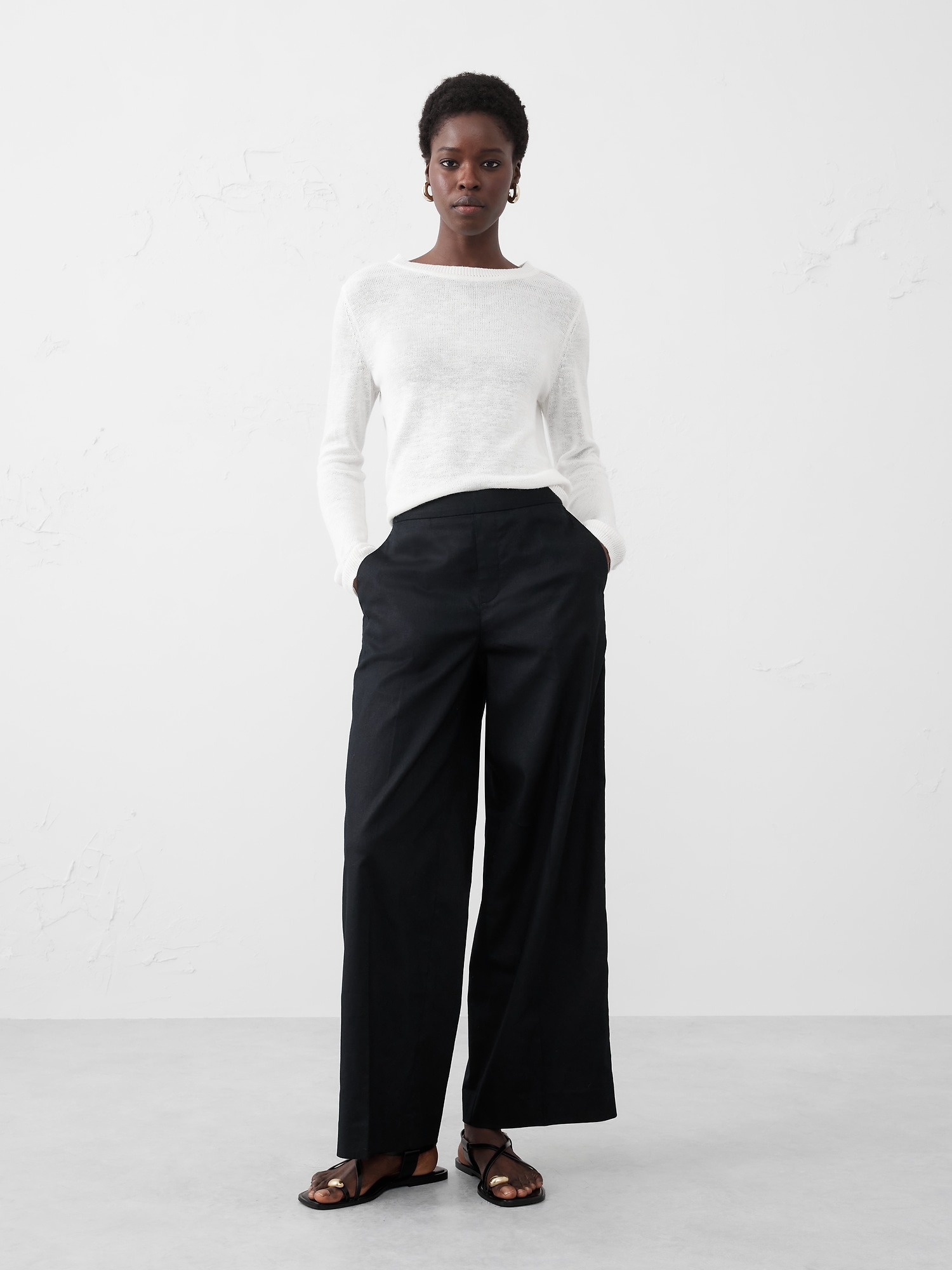 Hayden Linen-Blend Wide-Leg Pant