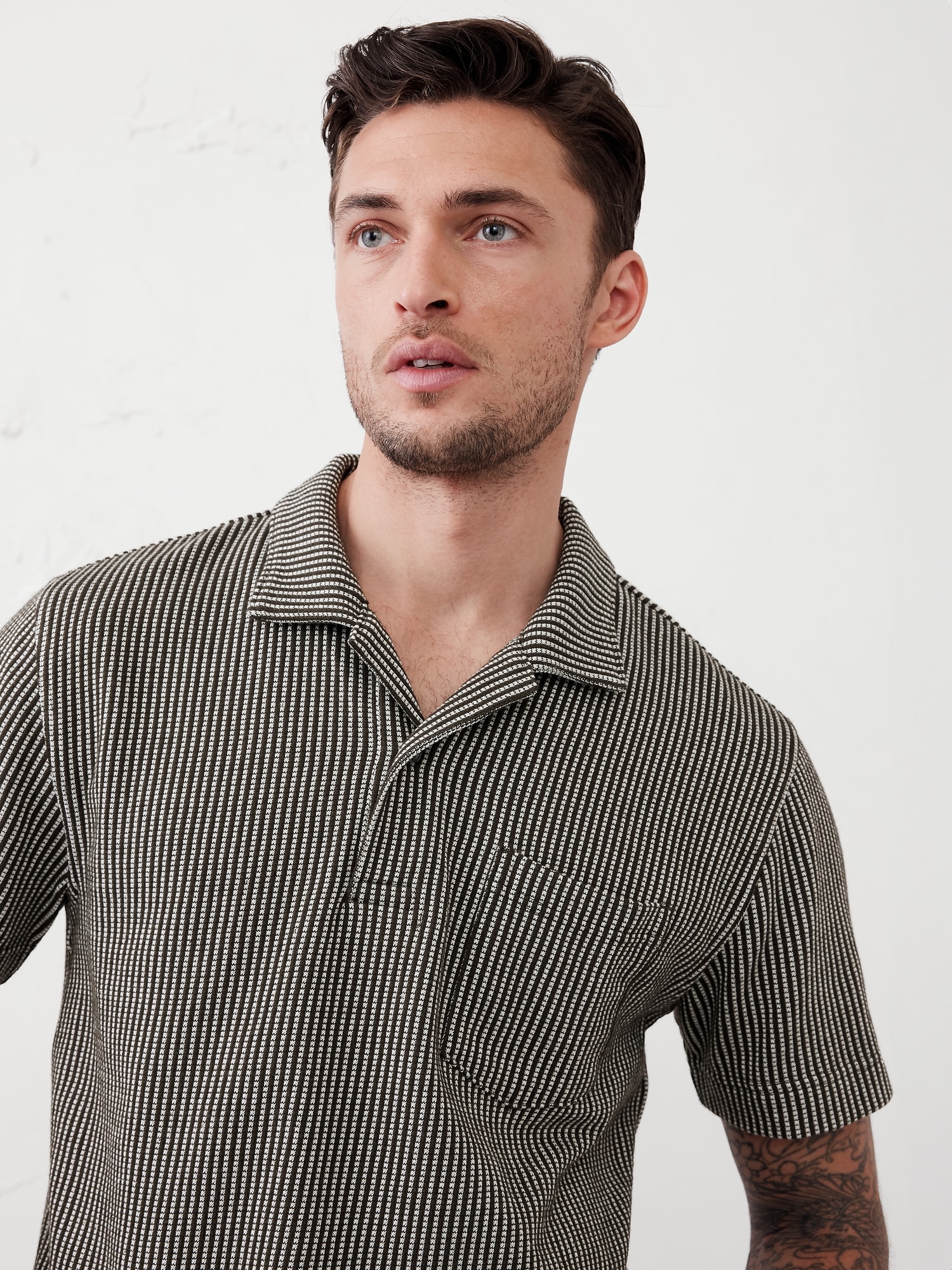 Texture Striped Polo