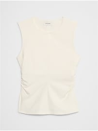 Shirred-Waist Ponte Top