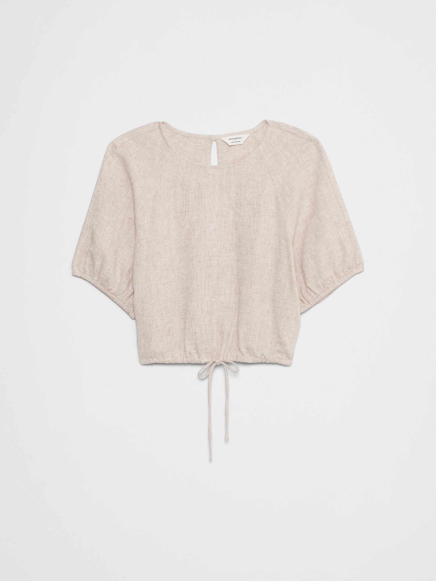 Linen-Blend Tie-Hem Top