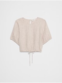 Linen-Blend Tie-Hem Top