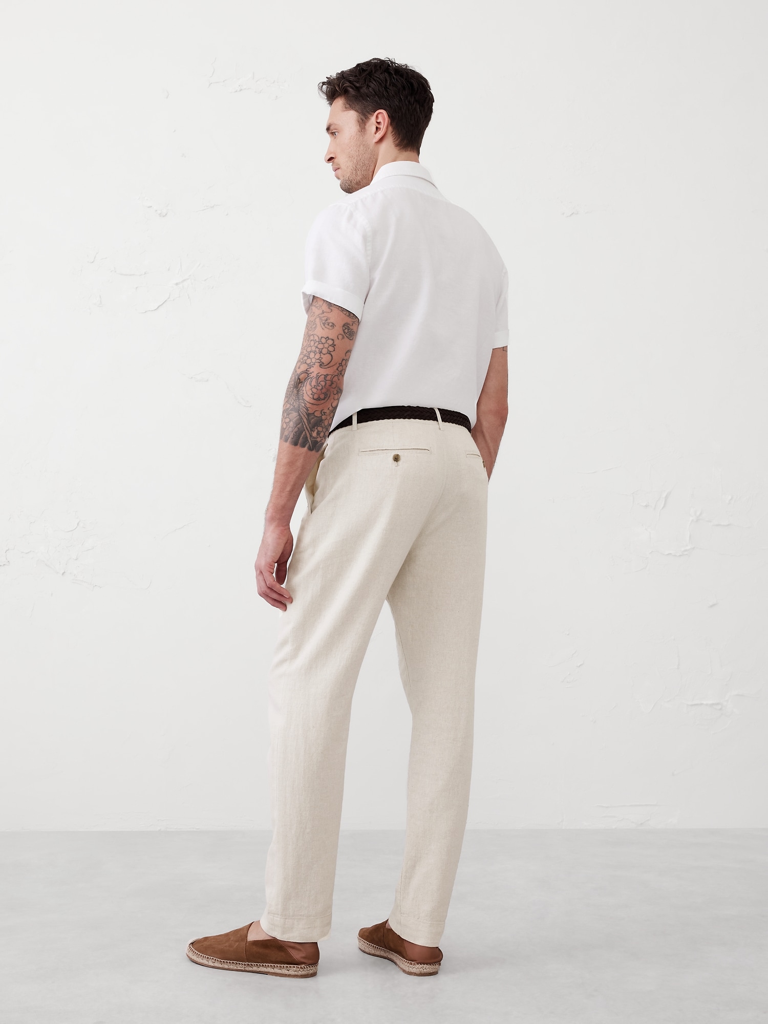 Slim-Straight Linen-Blend Trouser