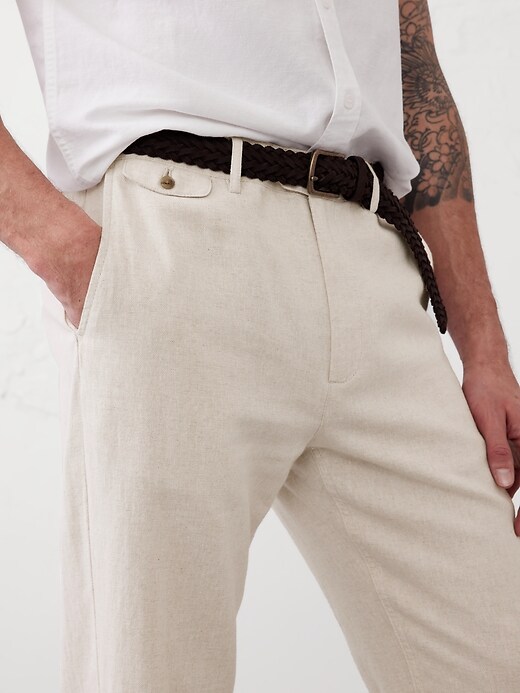 Slim-Straight Linen-Blend Trouser