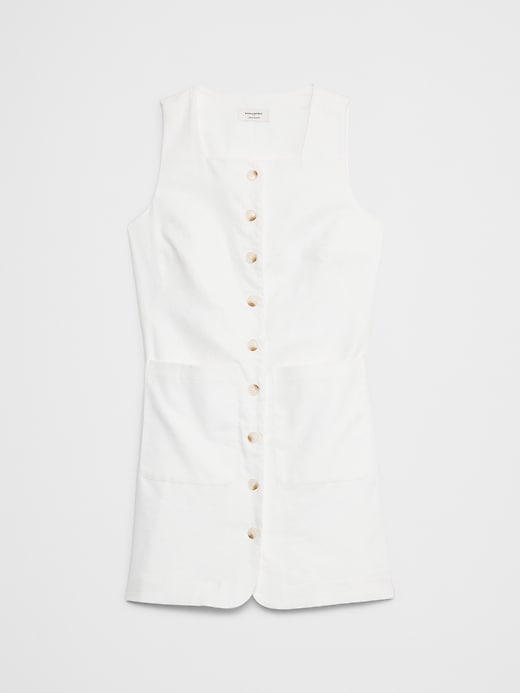 Linen-Blend Square-Neck Mini Dress | Banana Republic Factory