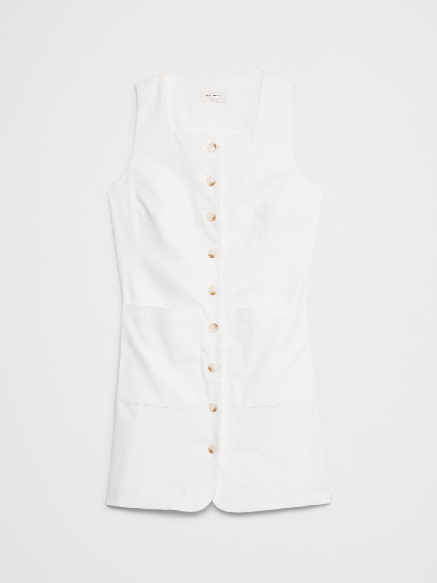 Square-Neck Linen-Blend Mini Dress