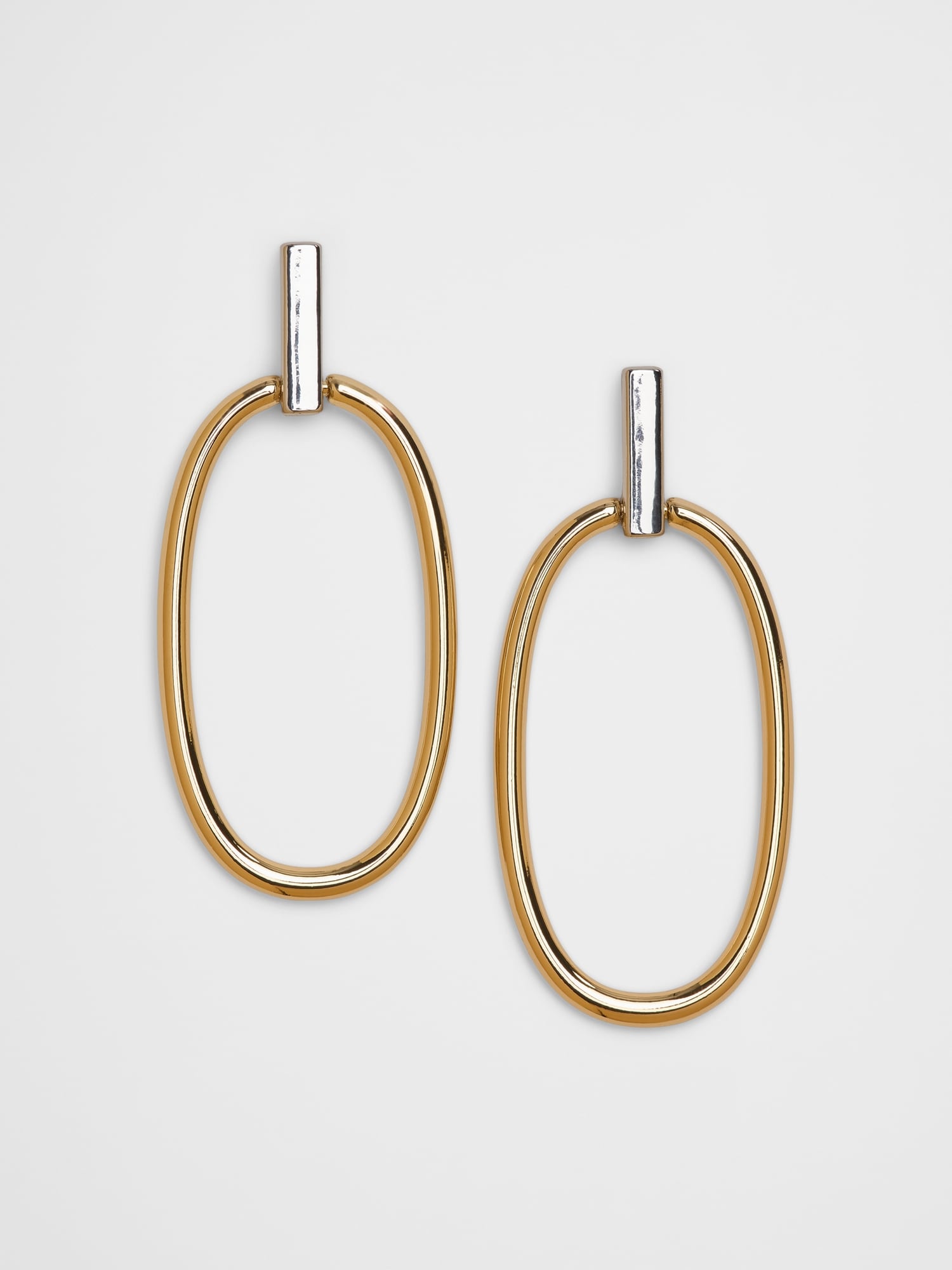 Mixed Metal Drop Hoop Earrings