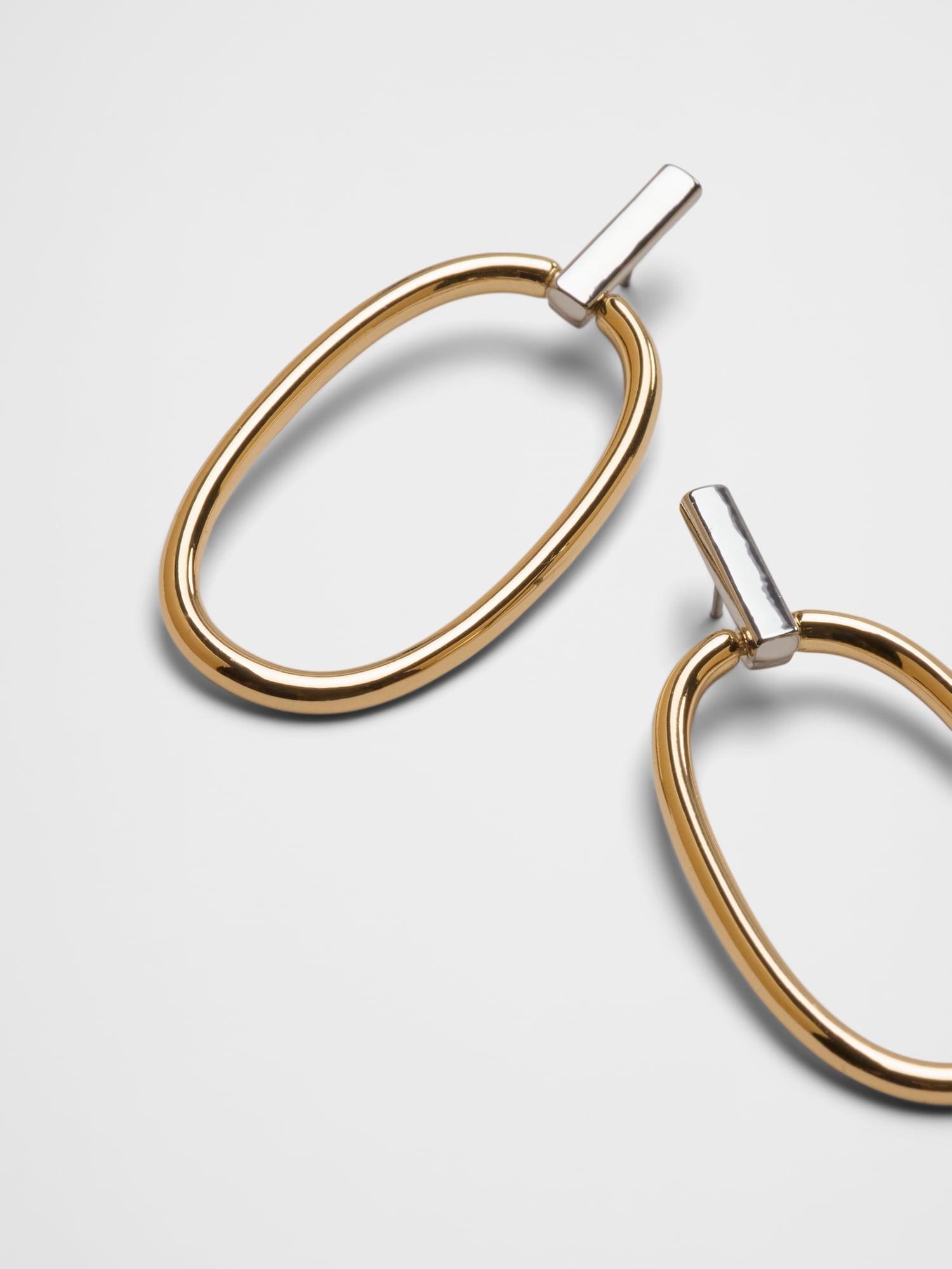 Mixed Metal Drop Hoop Earrings