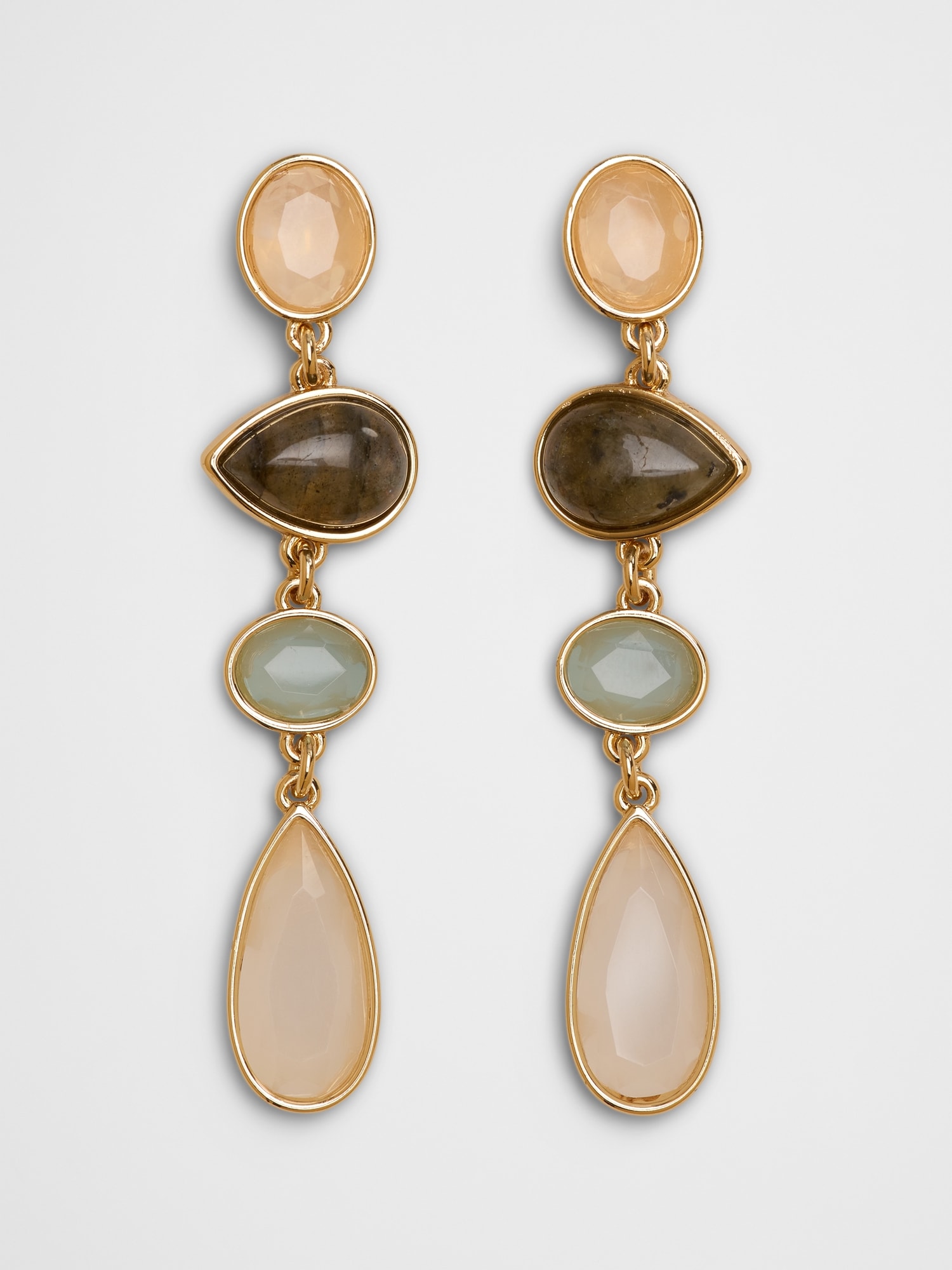 Tonal Glass Stone Mix Drop Earrings