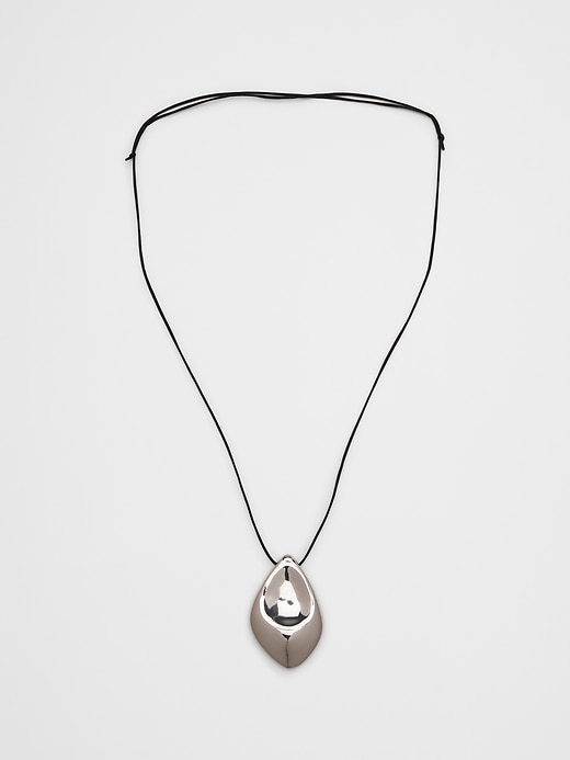 1 of 8 showing, with the color Silver of product Cord Statement Sculptural Pendant Necklace