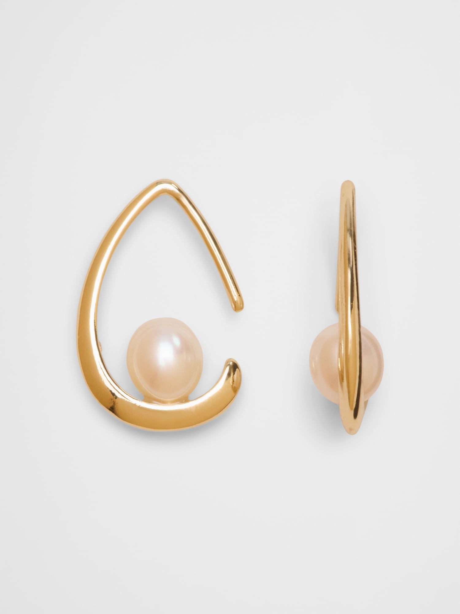 Teardrop Single Pearl Hoop Earrings