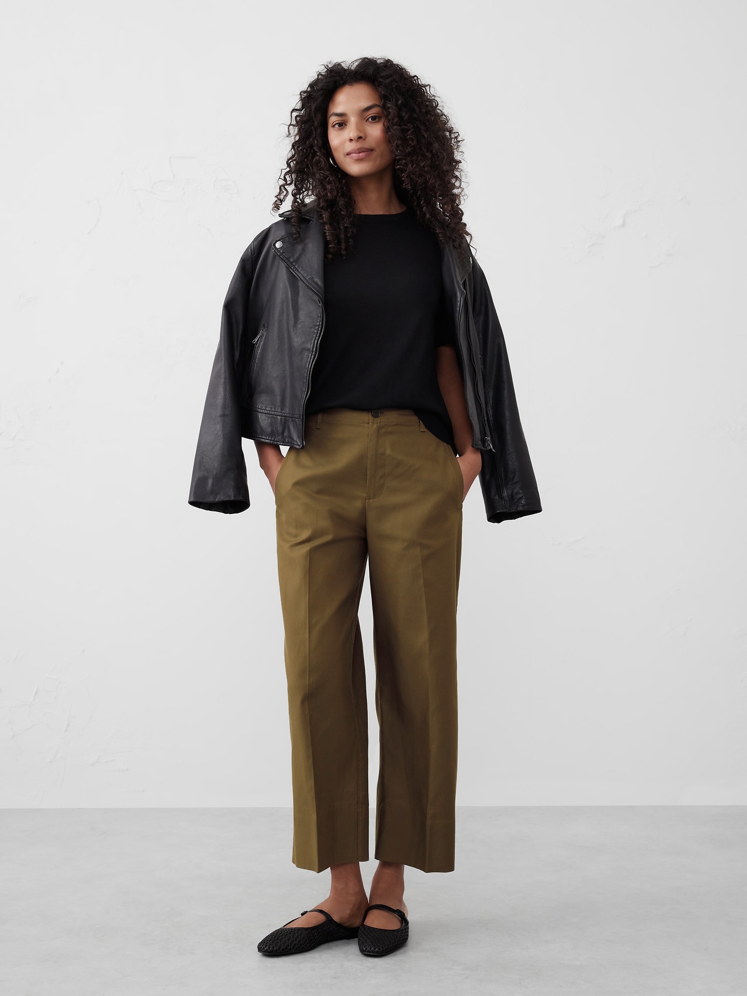 Twill Wide-Leg Crop Pant