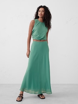 High-Neck Shirred Cropped Top | Banana Republic Factory