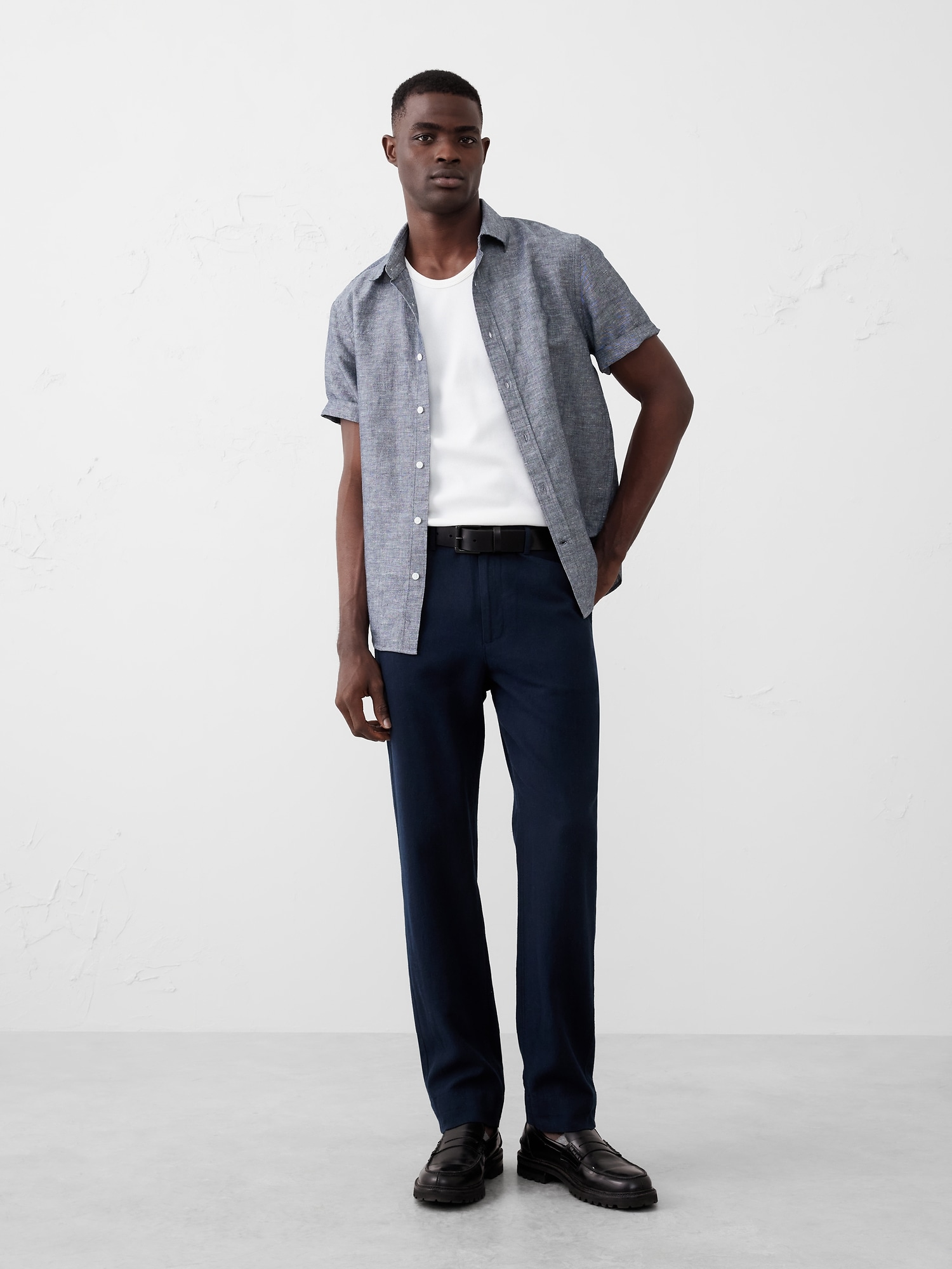 Slim Linen-Blend Straight Trouser