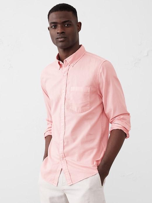Linen-Blend Notch-Neck T-Shirt