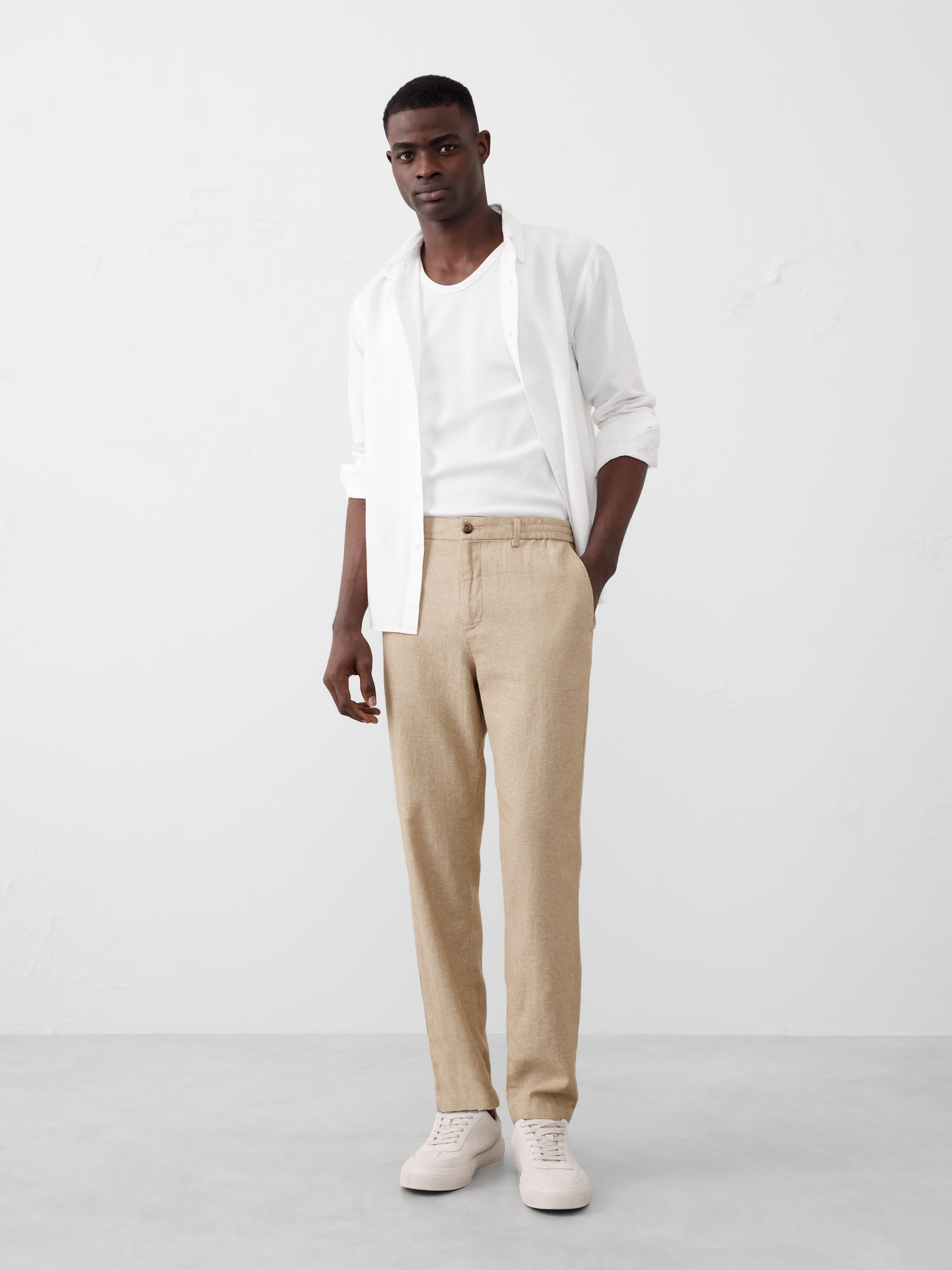 【2plan】Summer Cooling Linen Half Banding Slacks 2plan (ツープラン) - サマークーリングリネンハーフ