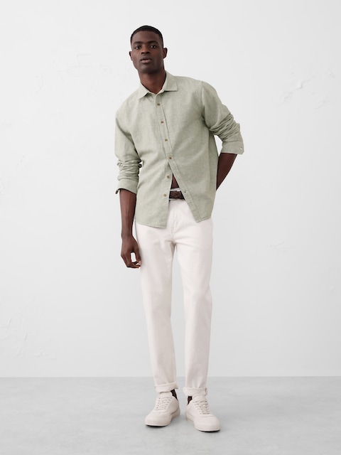 Slim-Fit Linen-Blend Shirt