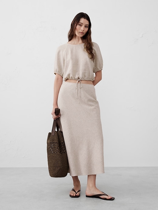 Linen-Blend Midi Slip Skirt | Banana Republic Factory