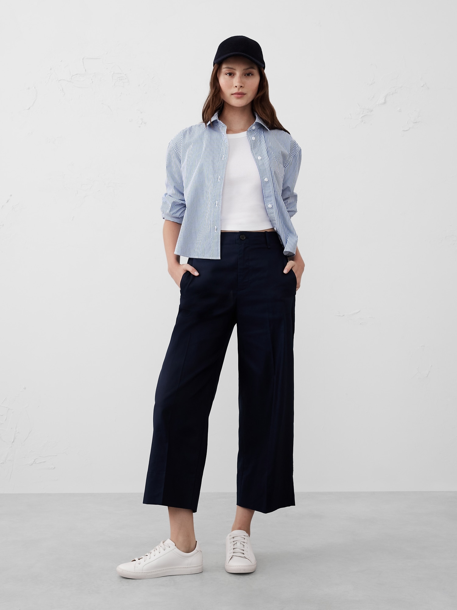 Twill Wide-Leg Crop Pant