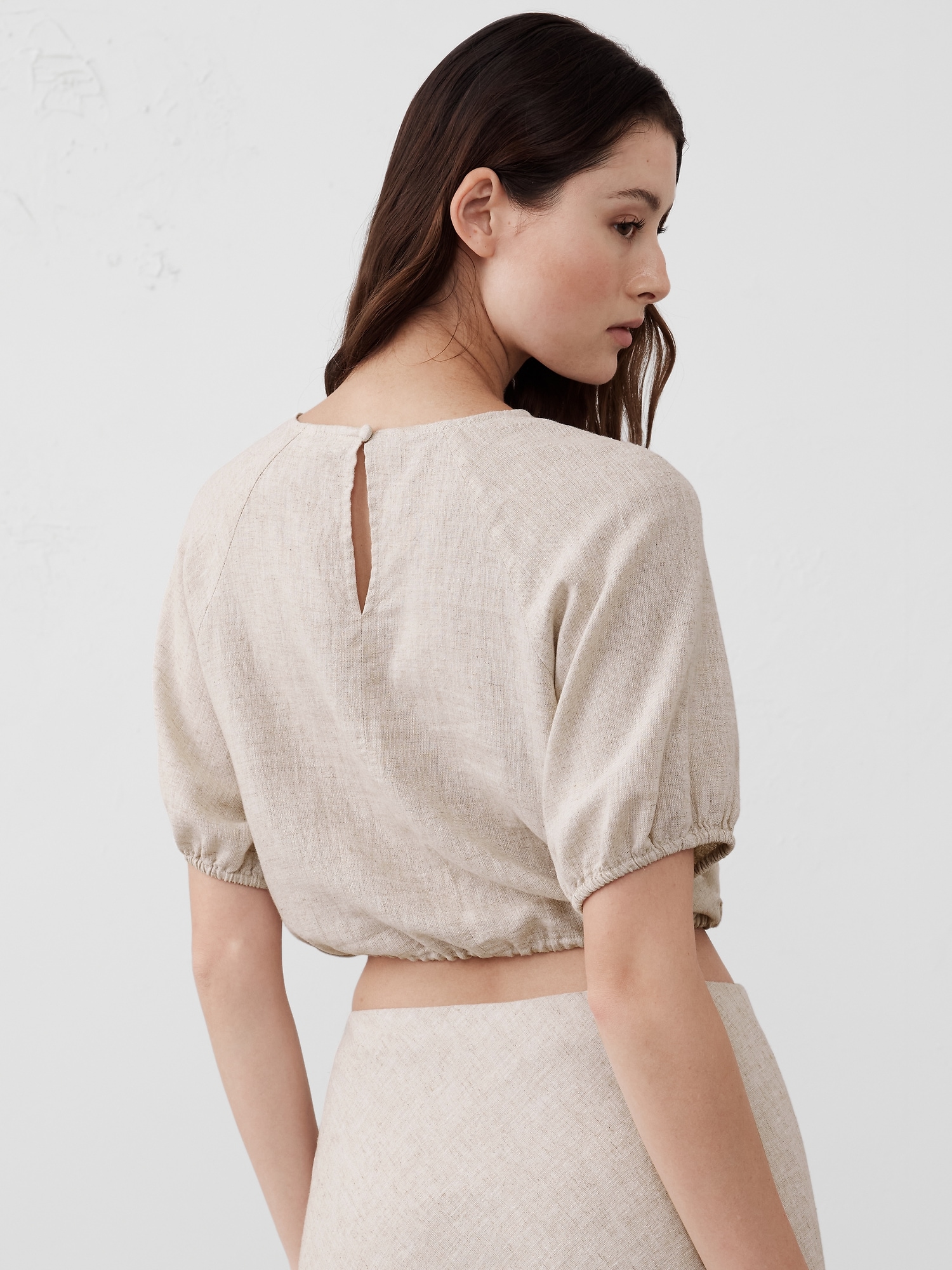 Linen-Blend Tie-Hem Top