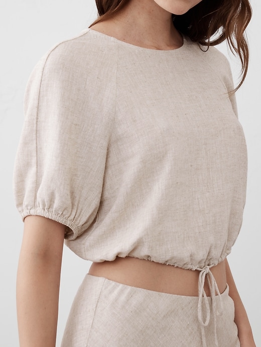 Linen-Blend Tie-Hem Top | Banana Republic Factory