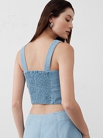 Linen-Blend Square-Neck Bustier