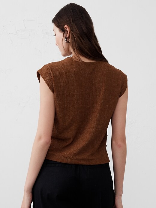 Crepe Jacquard Side-Button Top