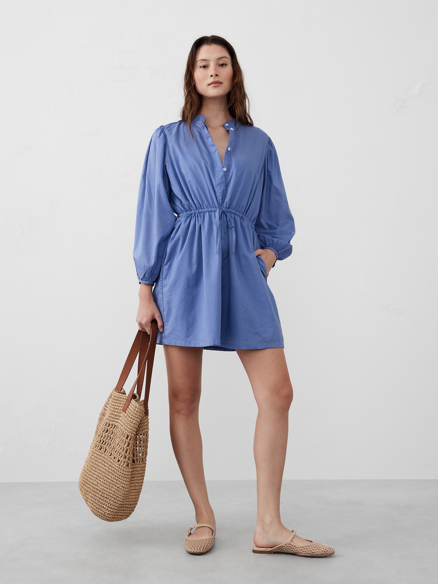 Voile Mini Shirtdress