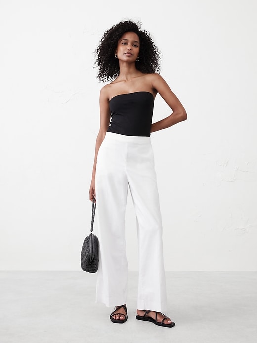 【BAON】Hiryu Star Summer Banding Wide Pants Hayden Wide-Leg Linen-Blend Pull-On Pant | Banana Republic