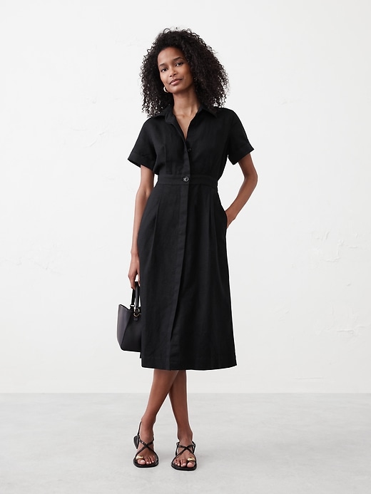 black sleek bodycon dress High Neck Side-Slit Midi Color:Multi/Navy Achieve sophisticated glamour in work appropriate Tommy Hilfiger Brown Dresses