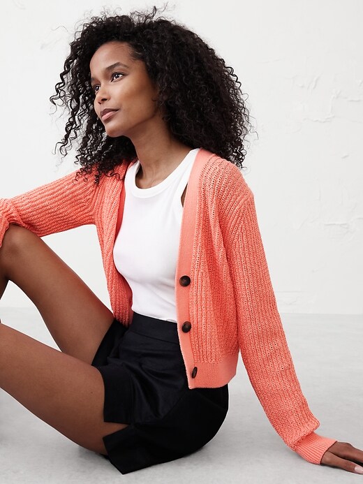 Cropped Textured Cardigan