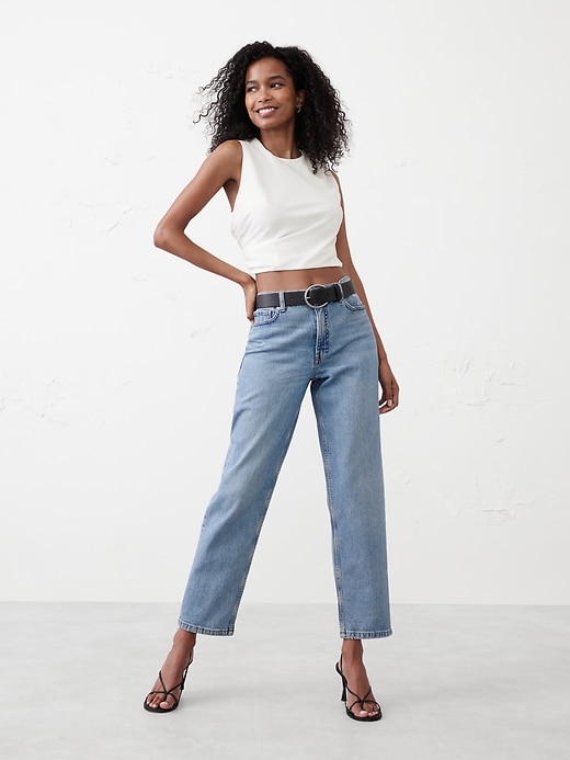 High-Neck Shirred Cropped Top | Banana Republic Factory