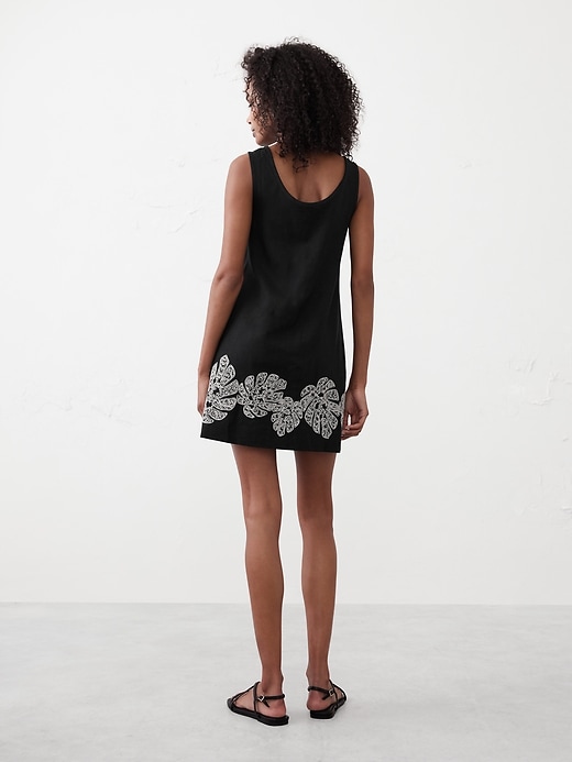 Linen-Blend Embroidered Mini Dress | Banana Republic Factory