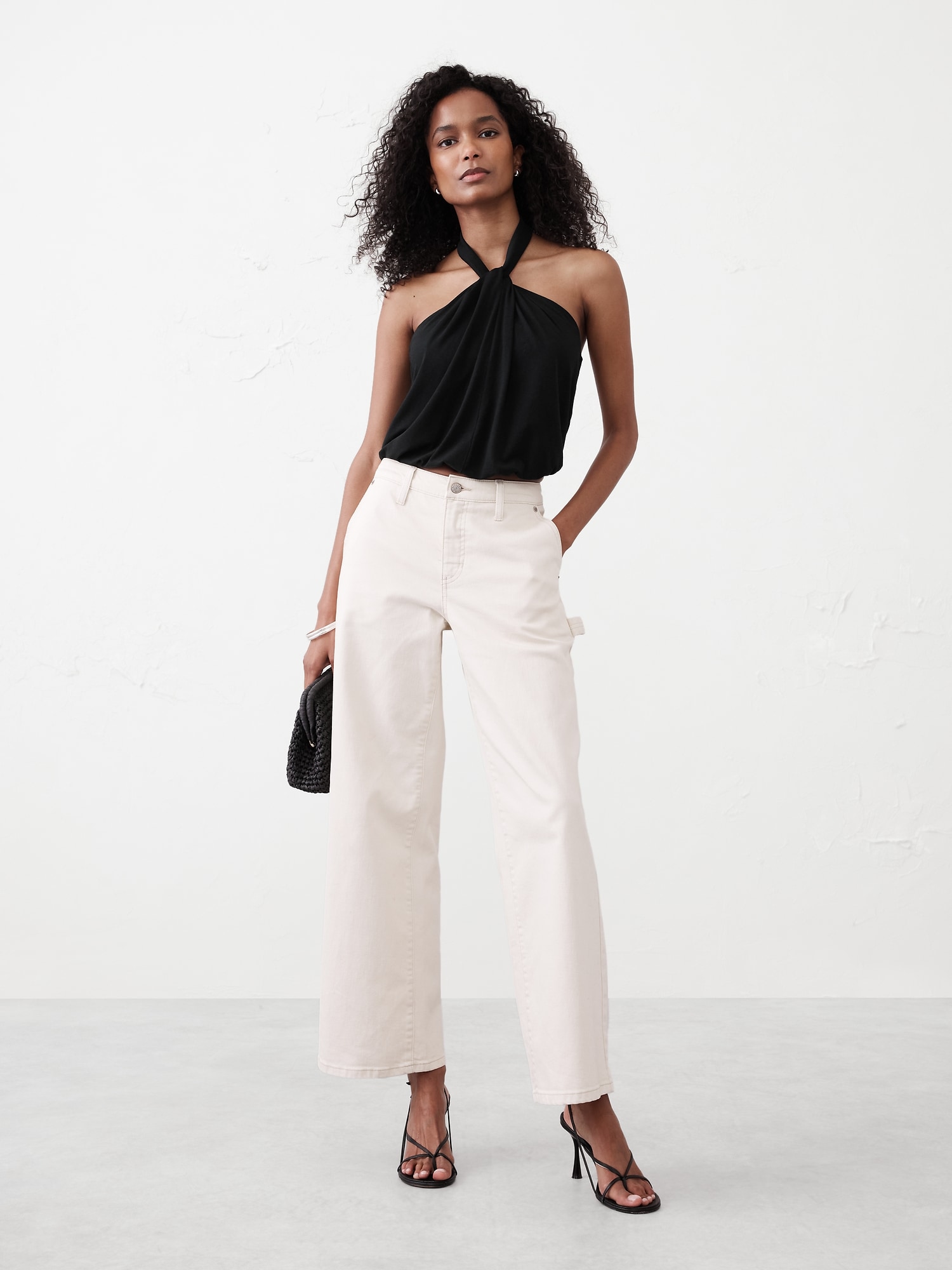 Twist-Neck Cropped Halter Top