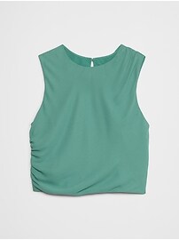 High-Neck Shirred Cropped Top
