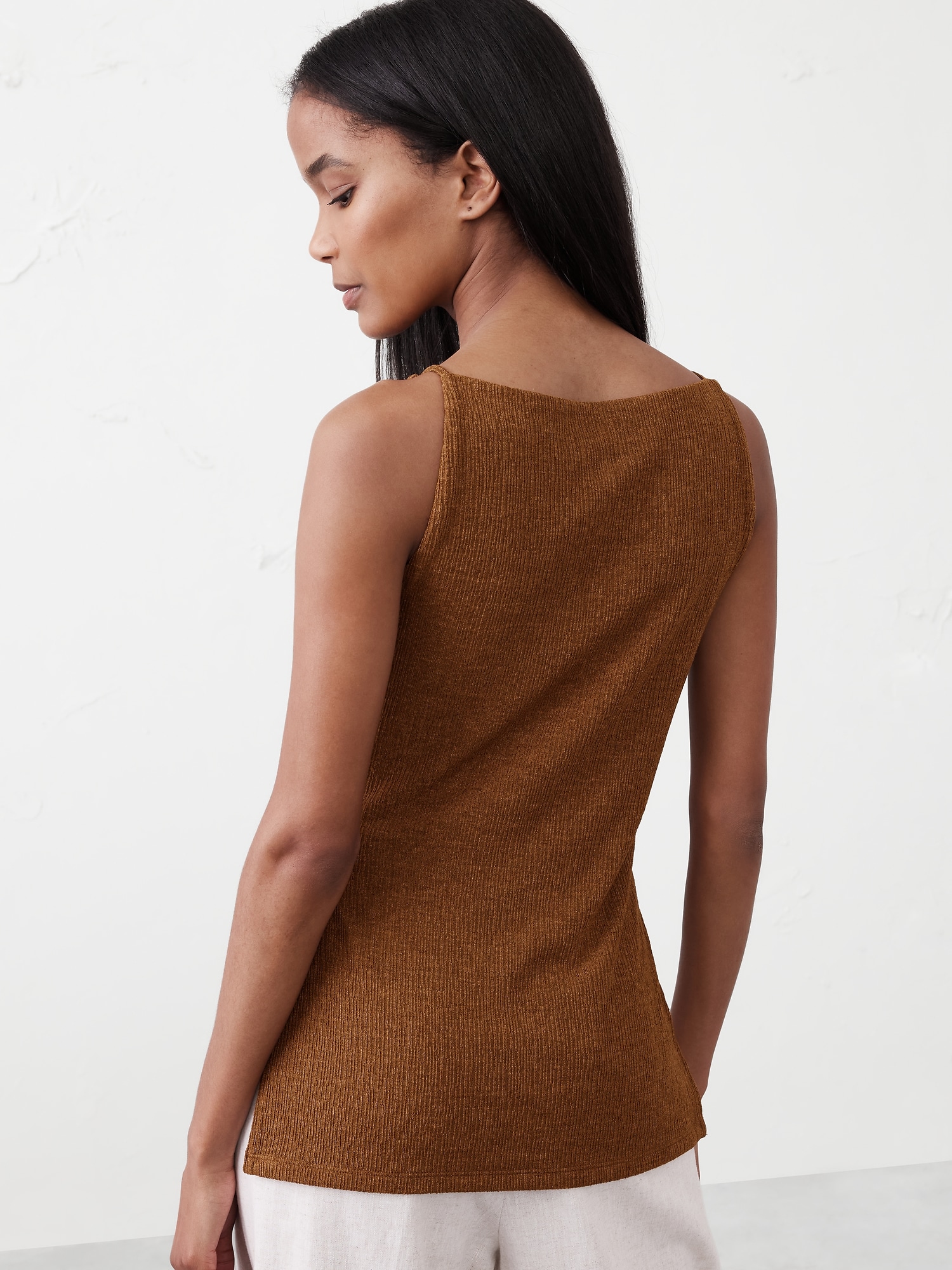 Straight-Neck Crepe Jacquard Top