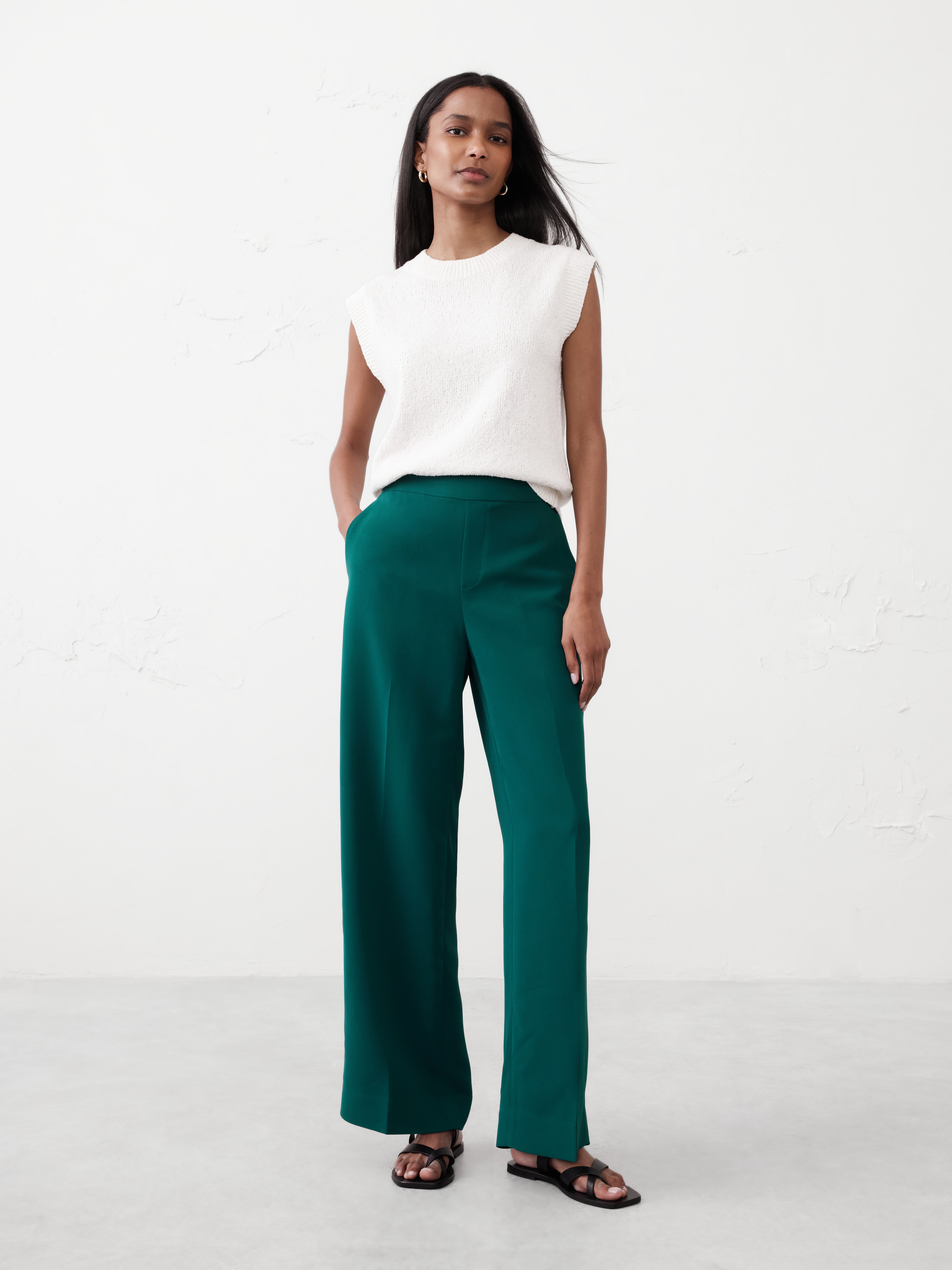 【2plan】Ice Crease Wide Slacks The Wide-Leg Pant