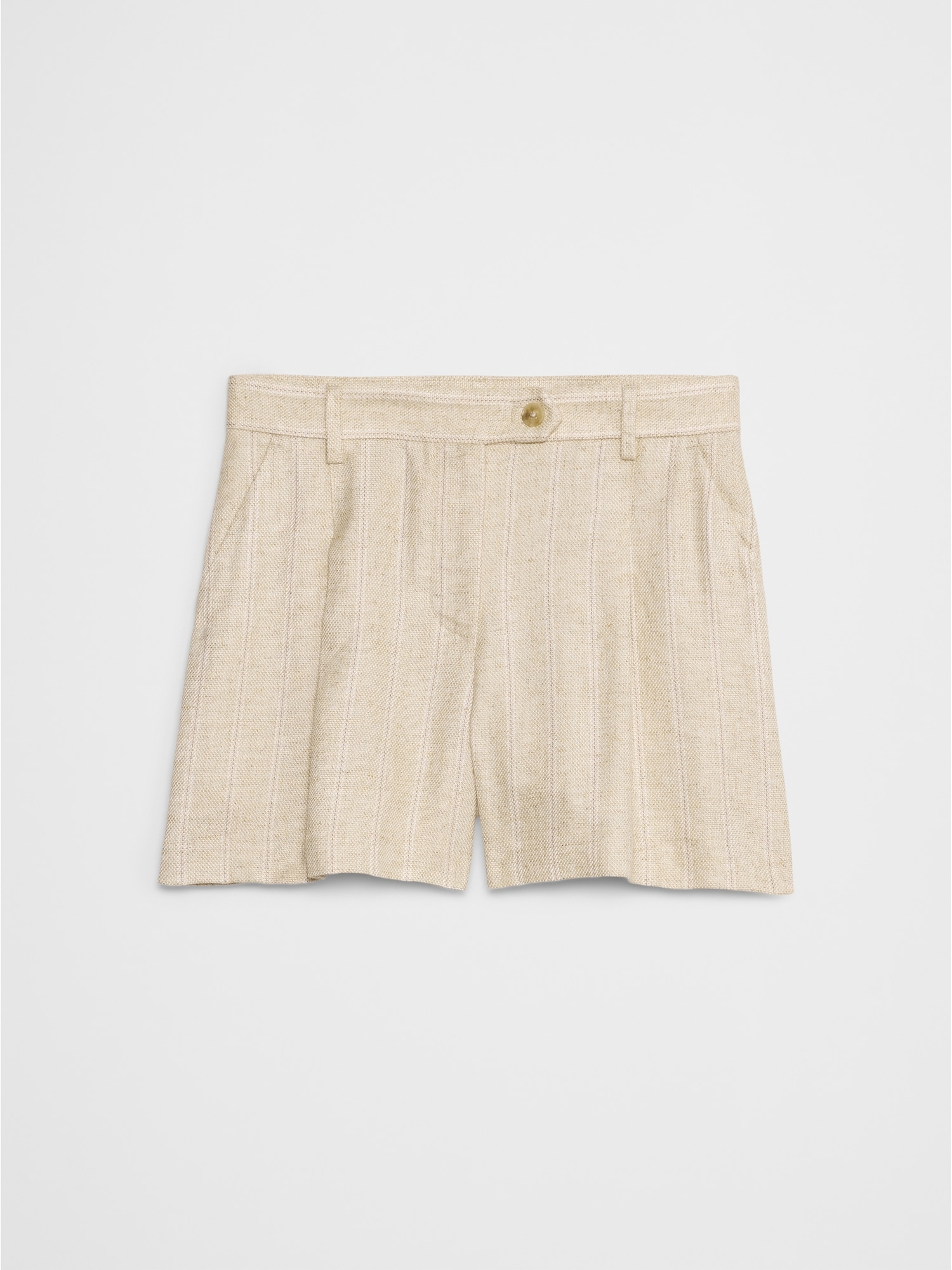 Linen-Blend Pleated Short