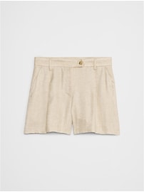 Linen-Blend Pleated Short