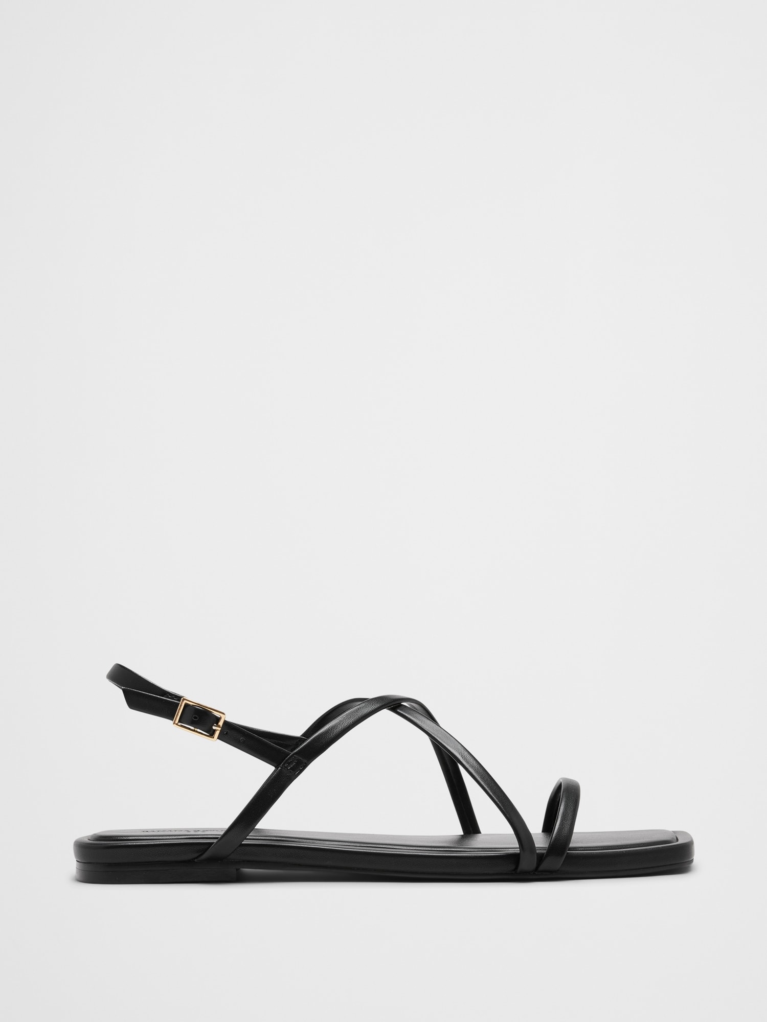 Vegan Leather Strappy Sandal - Black