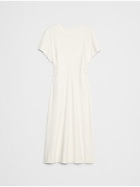 Side Shirred Knit Midi Dress