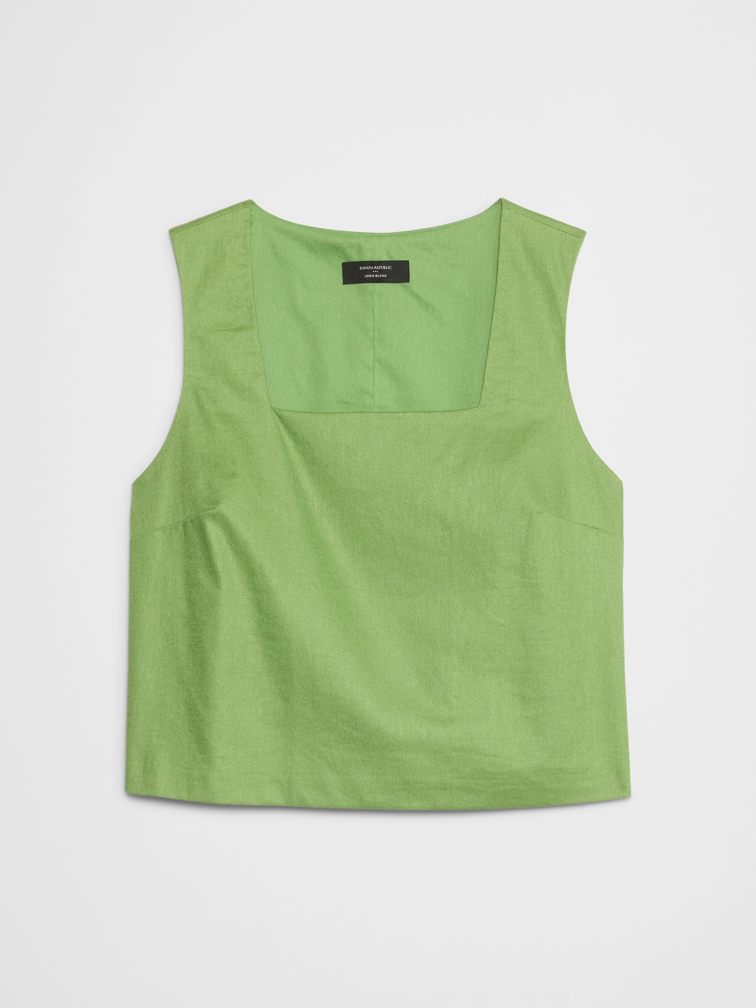 Linen-Blend Square-Neck Top