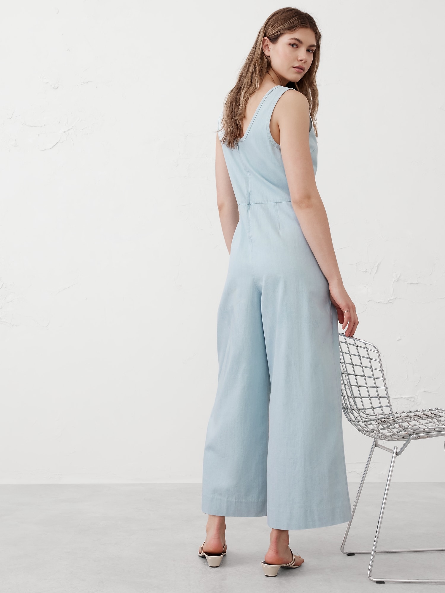 Denim Wide-Leg Jumpsuit