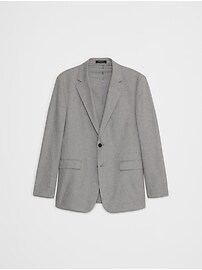 Tailored-Fit Linen-Blend Grey Mini Houndstooth Suit Jacket