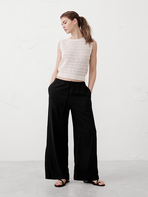 Linen-Blend Drawstring Pull-On Pant | Banana Republic Factory