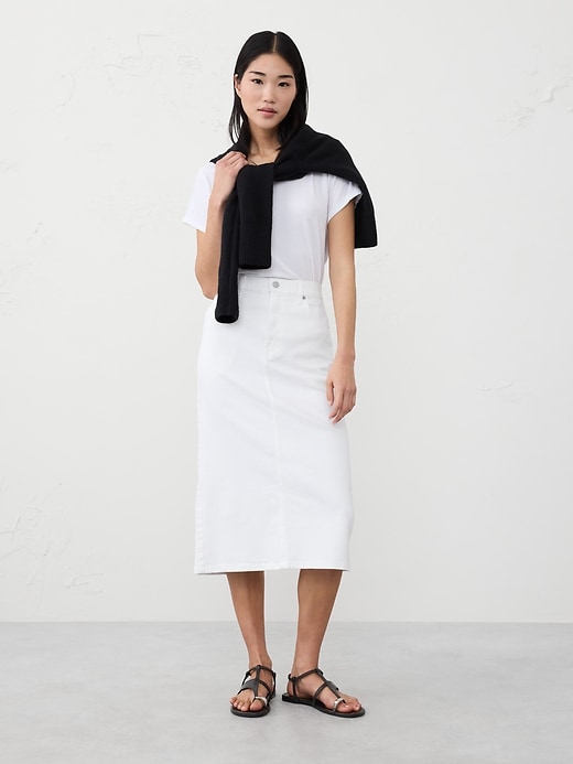 Denim Midi Pencil Skirt