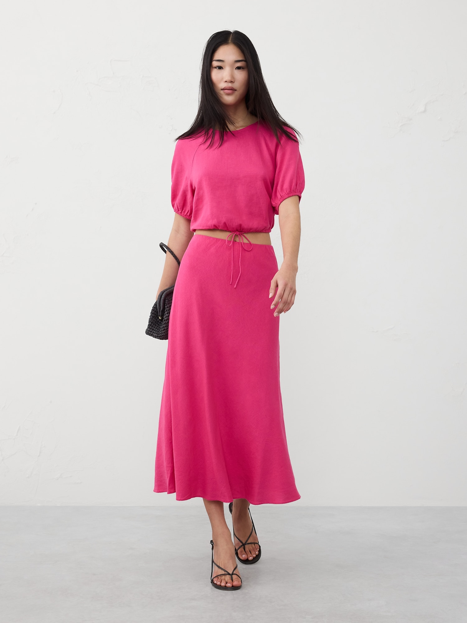 Linen-Blend Tie-Hem Top