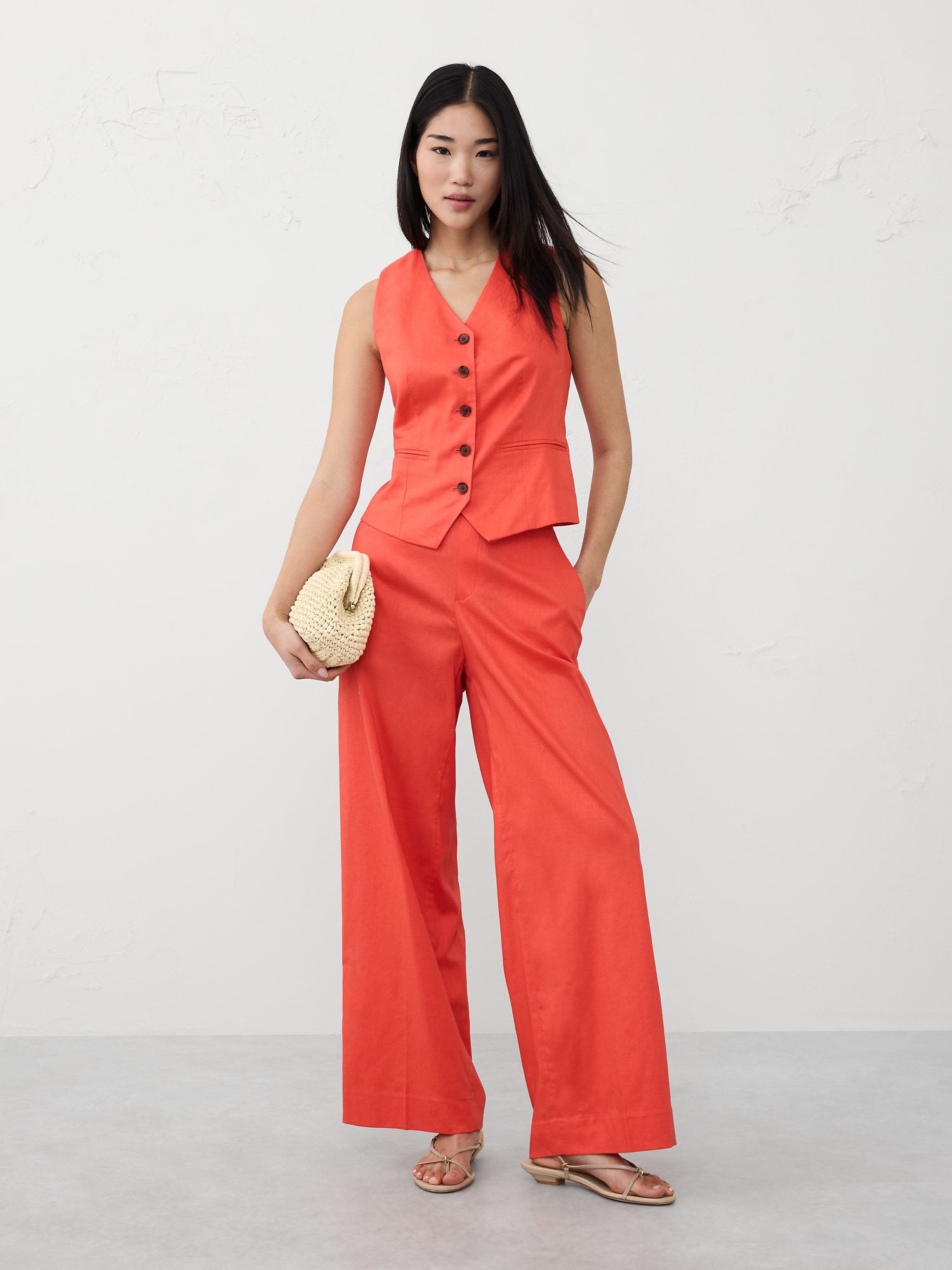 Hayden Wide-Leg Linen-Blend Pull-On Pant