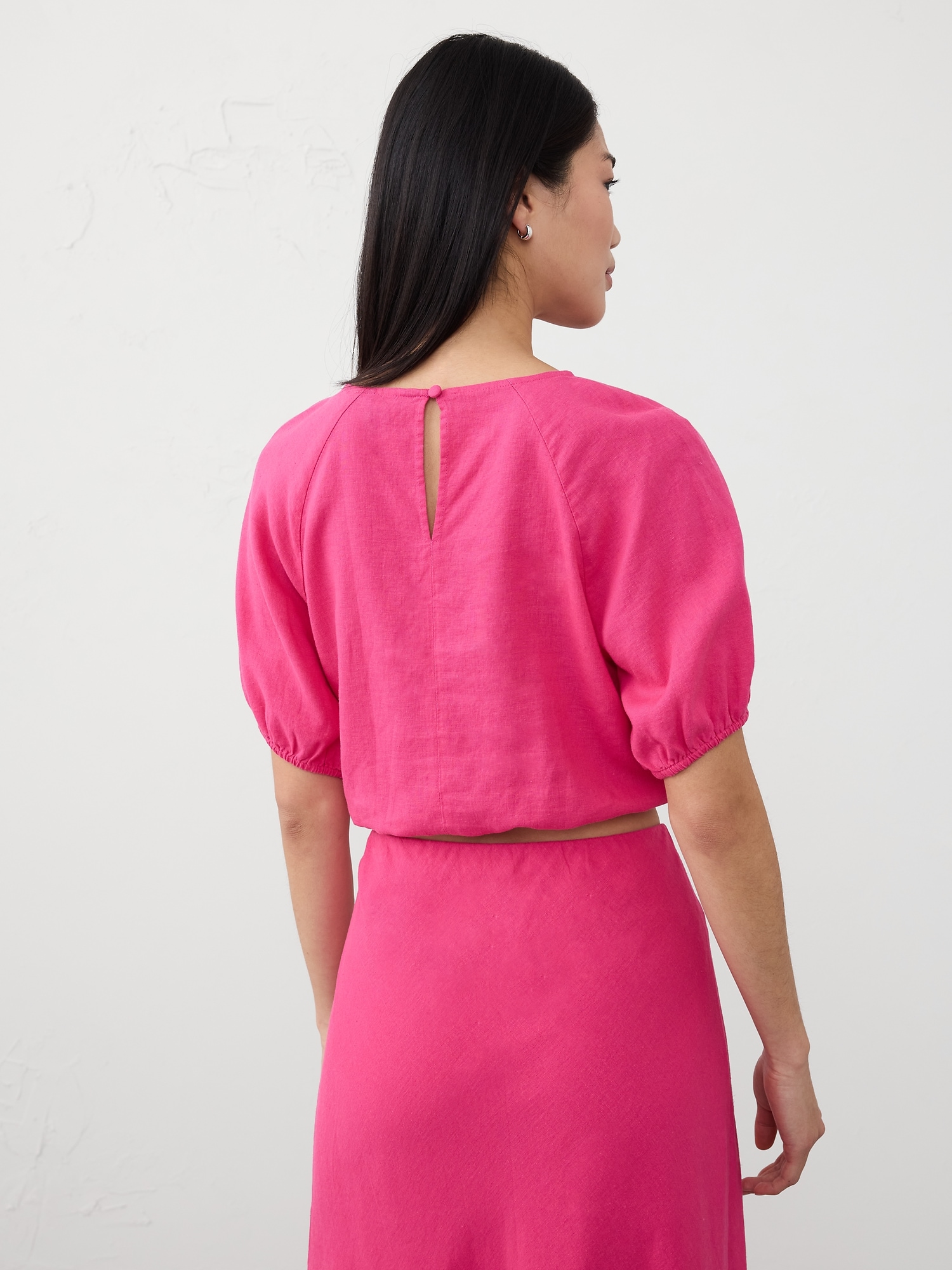 Linen-Blend Tie-Hem Top