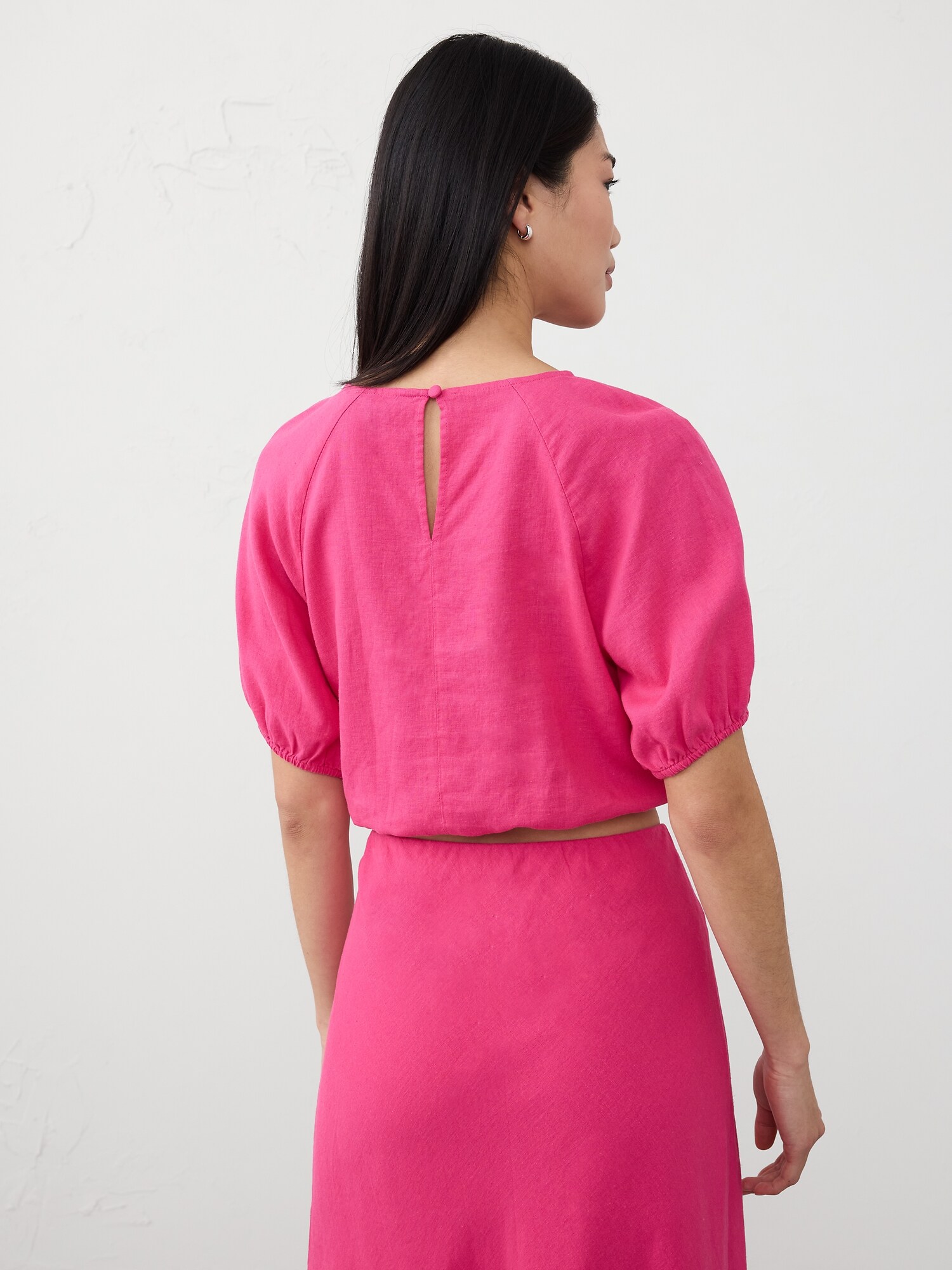 Linen-Blend Tie-Hem Top