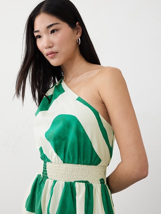 One-Shoulder Poplin Midi Dress | Banana Republic Factory One-Shoulder Poplin Midi Dress | Banana Republic Factory